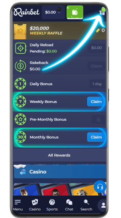 Rainbet Checking your bonuses
