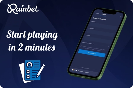 Opening an account at Rainbet Casino